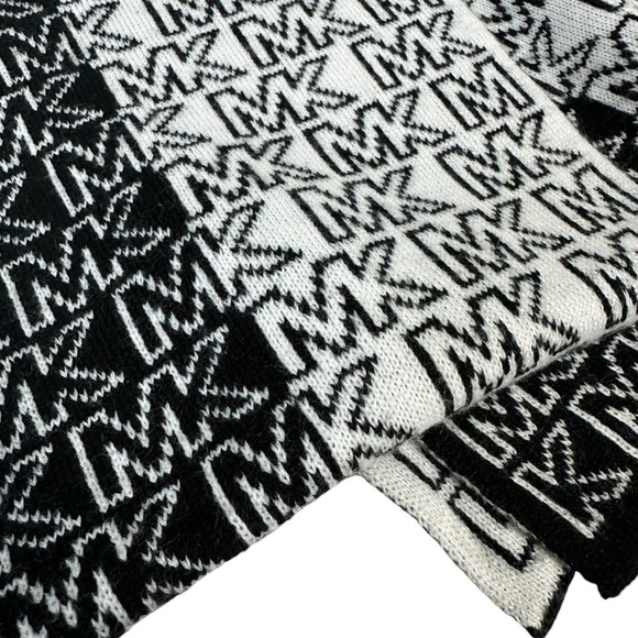 Michael Kors Colorblocked Logo Scarf, Black and White - Picture 3 of 7